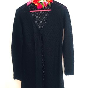 Melange crochet knit wear